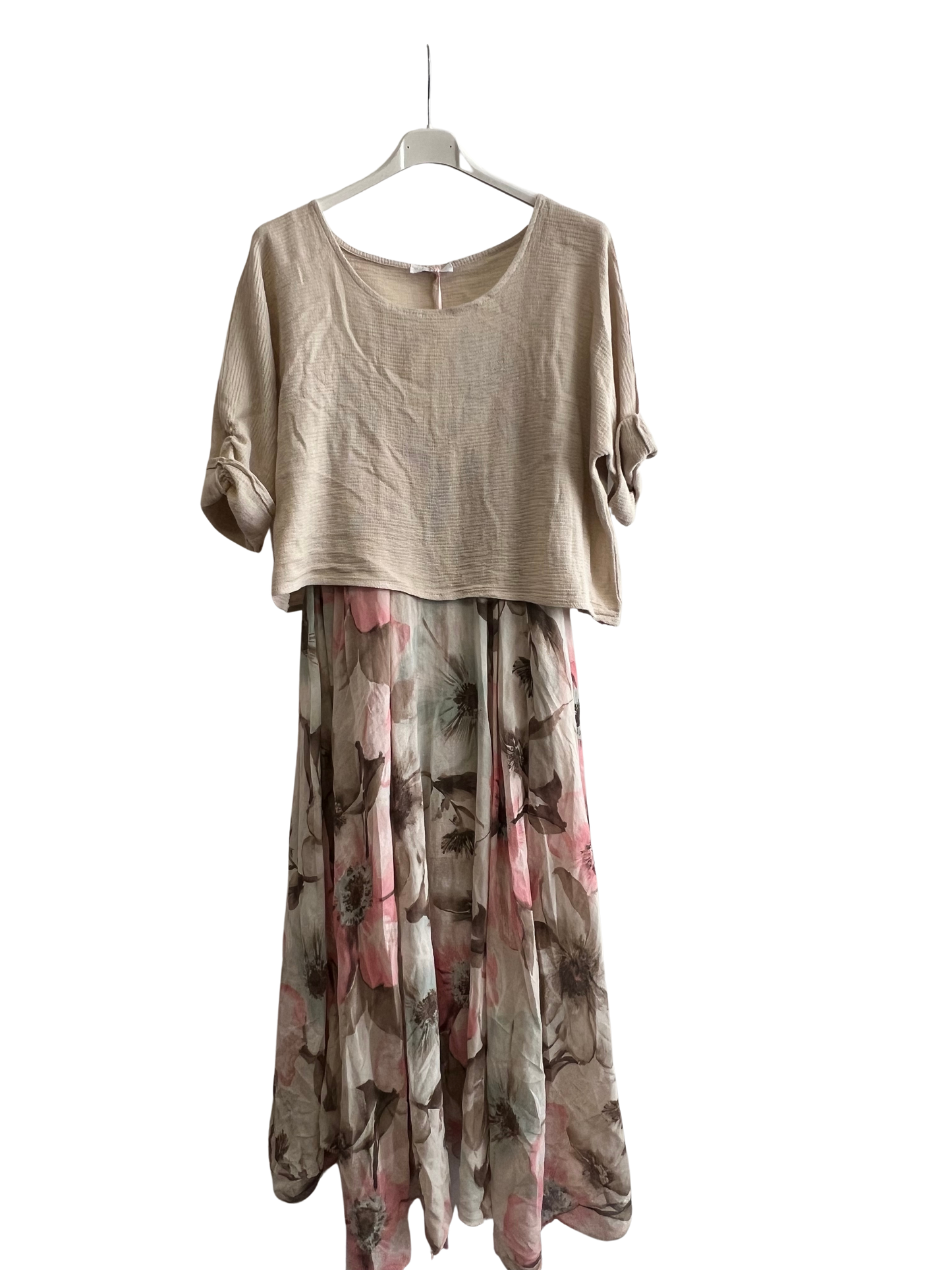 New Womens Summer 26' 2 Piece Sleeveless Floral Lined Maxi Dresses with Crop Top