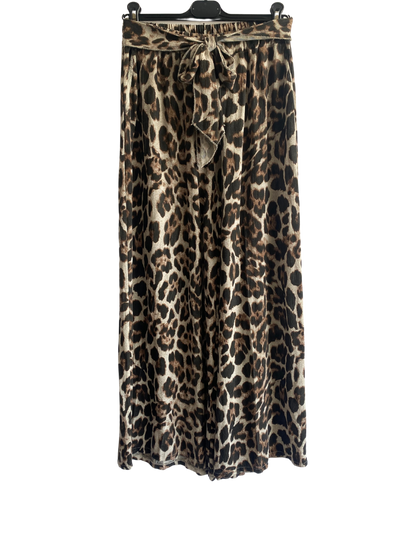 Brand New Womens Animal Print  Wide Leg Palazzo Elasticated Waistband Trousers