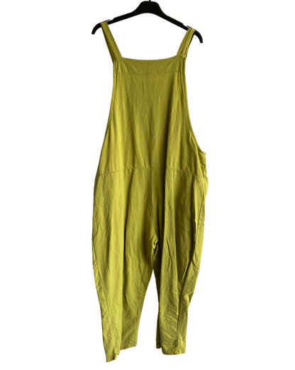 Knot Design 2 Pocket Plain Dungarees In Lime