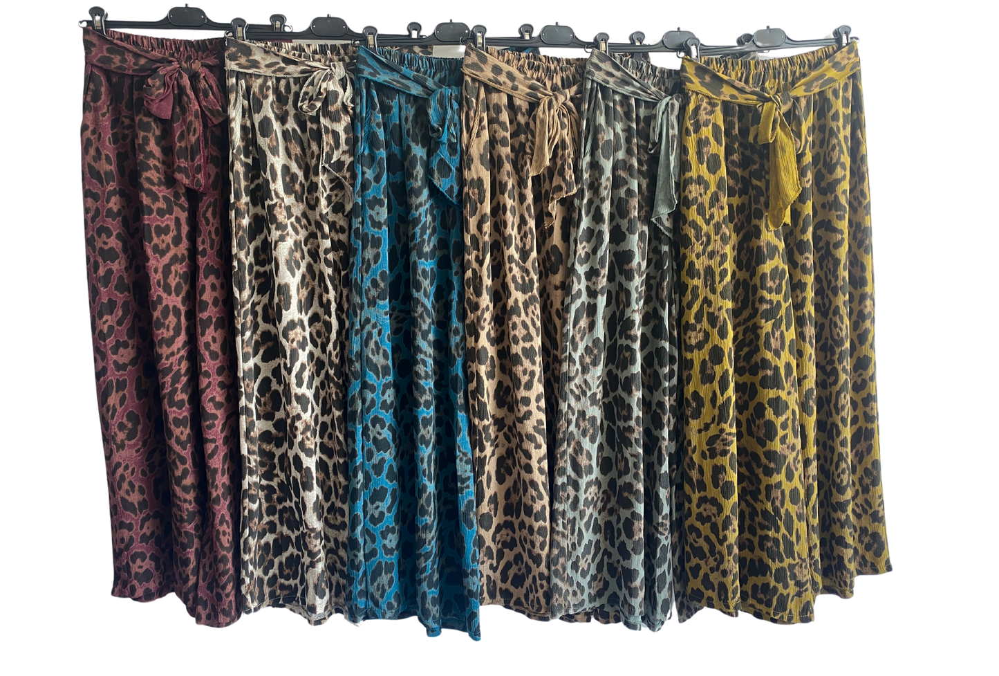 Brand New Womens Animal Print  Wide Leg Palazzo Elasticated Waistband Trousers
