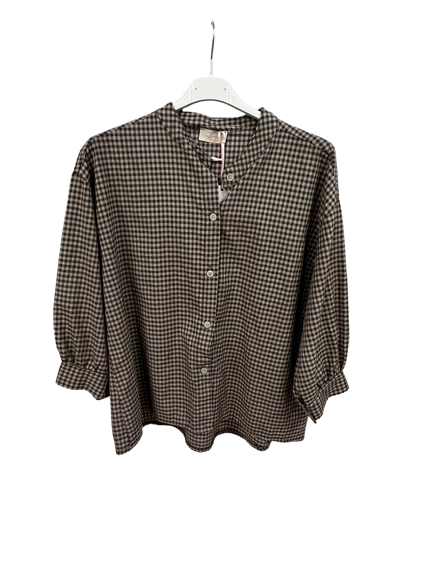 New Summer 26' Ladies Casual Italian Lightweight Gingham Button Through Shirts
