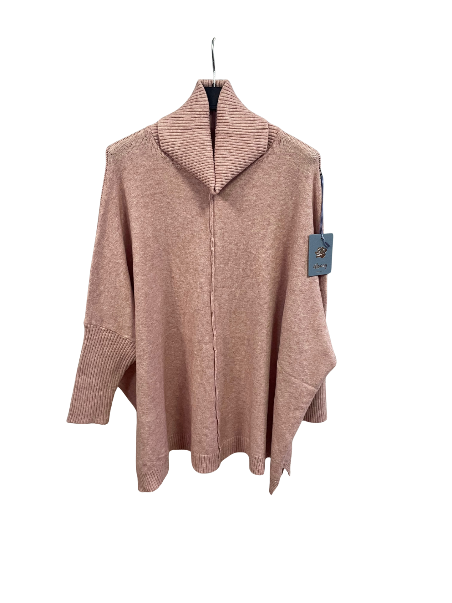 Womens Italian Oversized Cowl Neck Box Shaped Jumper with Exposed Seam Detail