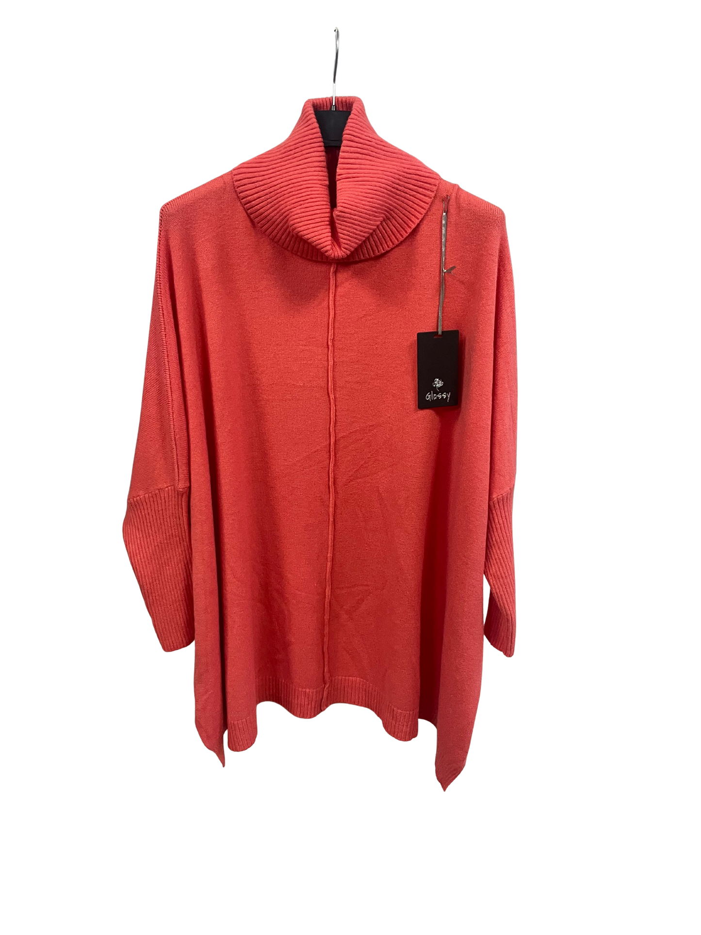 Womens Italian Oversized Cowl Neck Box Shaped Jumper with Exposed Seam Detail