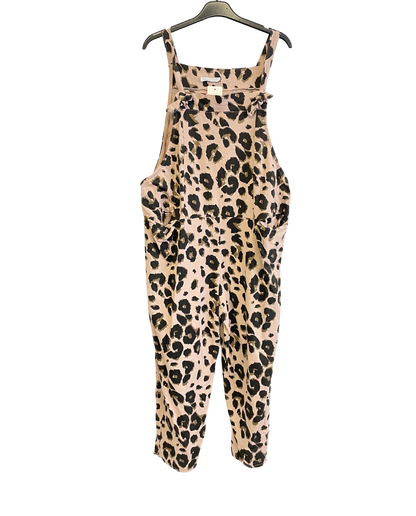 Brand New Womens Lagenlook 2 Pocket Animal Leopard Print Cotton Summer Dungarees