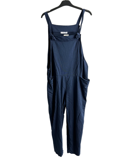 Brand New Ladies Italian Lagenlook Plain Jersey Casual 2 Pocket Dungarees
