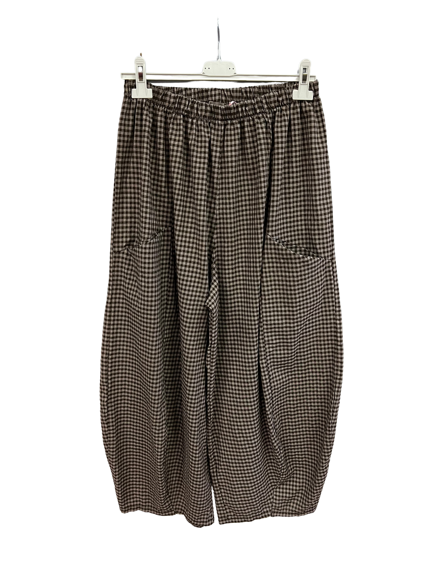 New Summer 26' Ladies Casual Italian Lightweight Gingham Barrel Leg Trousers