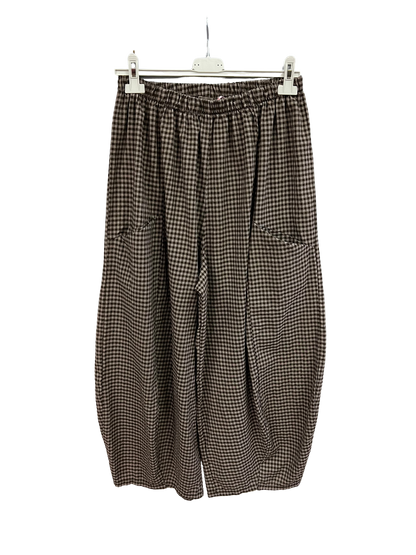 New Summer 26' Ladies Casual Italian Lightweight Gingham Barrel Leg Trousers