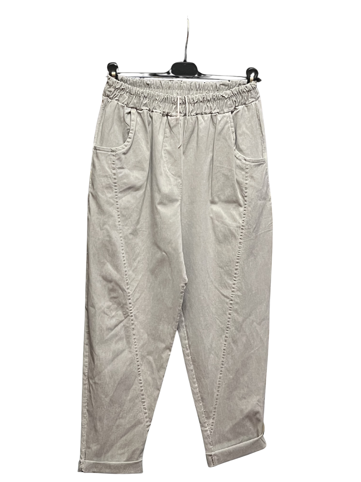 Ladies Italian Relaxed Fit Super Stretchy Washed Magic Trousers with Seam Detail