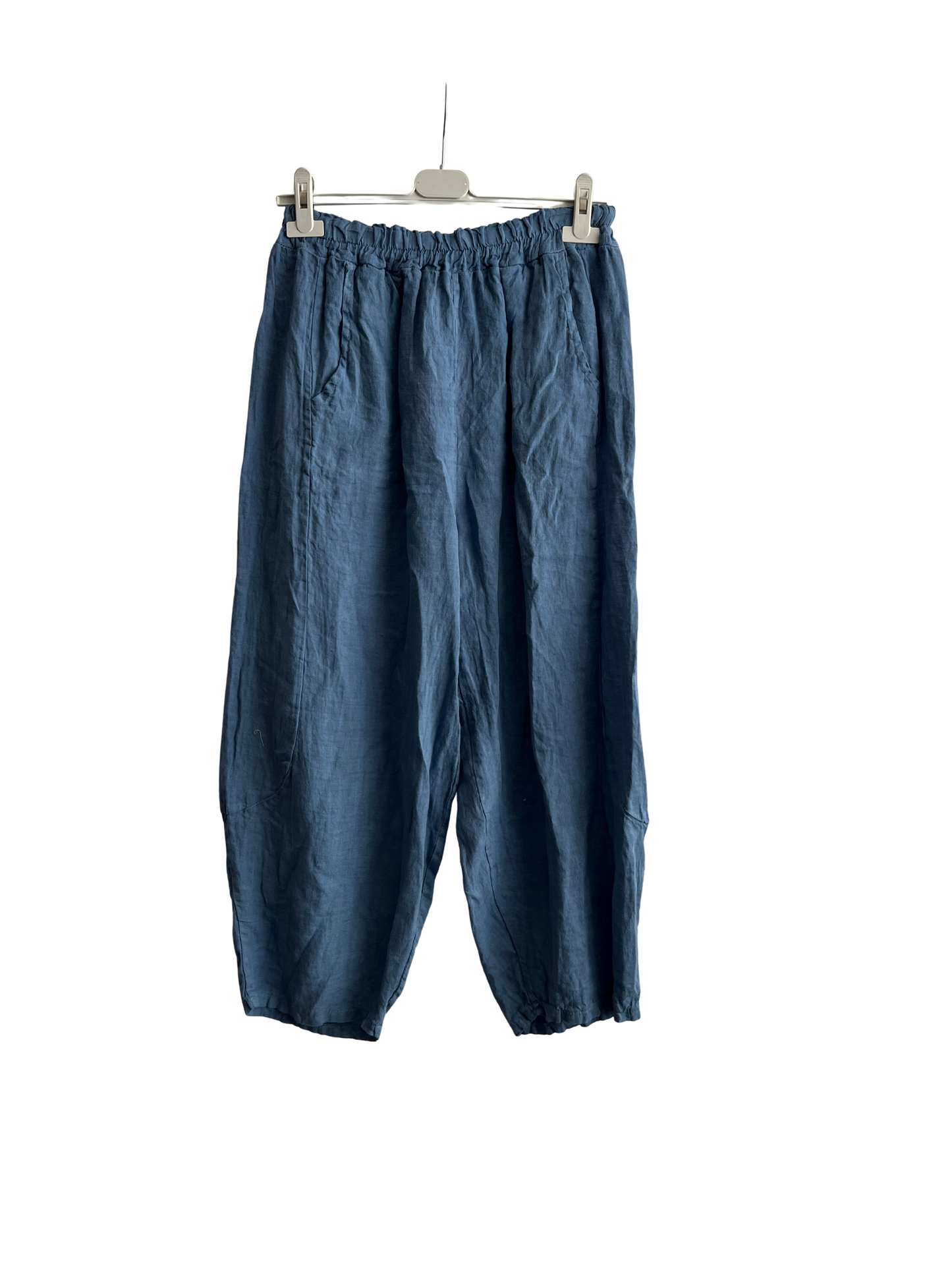 New Ladies Italian Linen Barrel Leg Trousers With Elasticated Waist