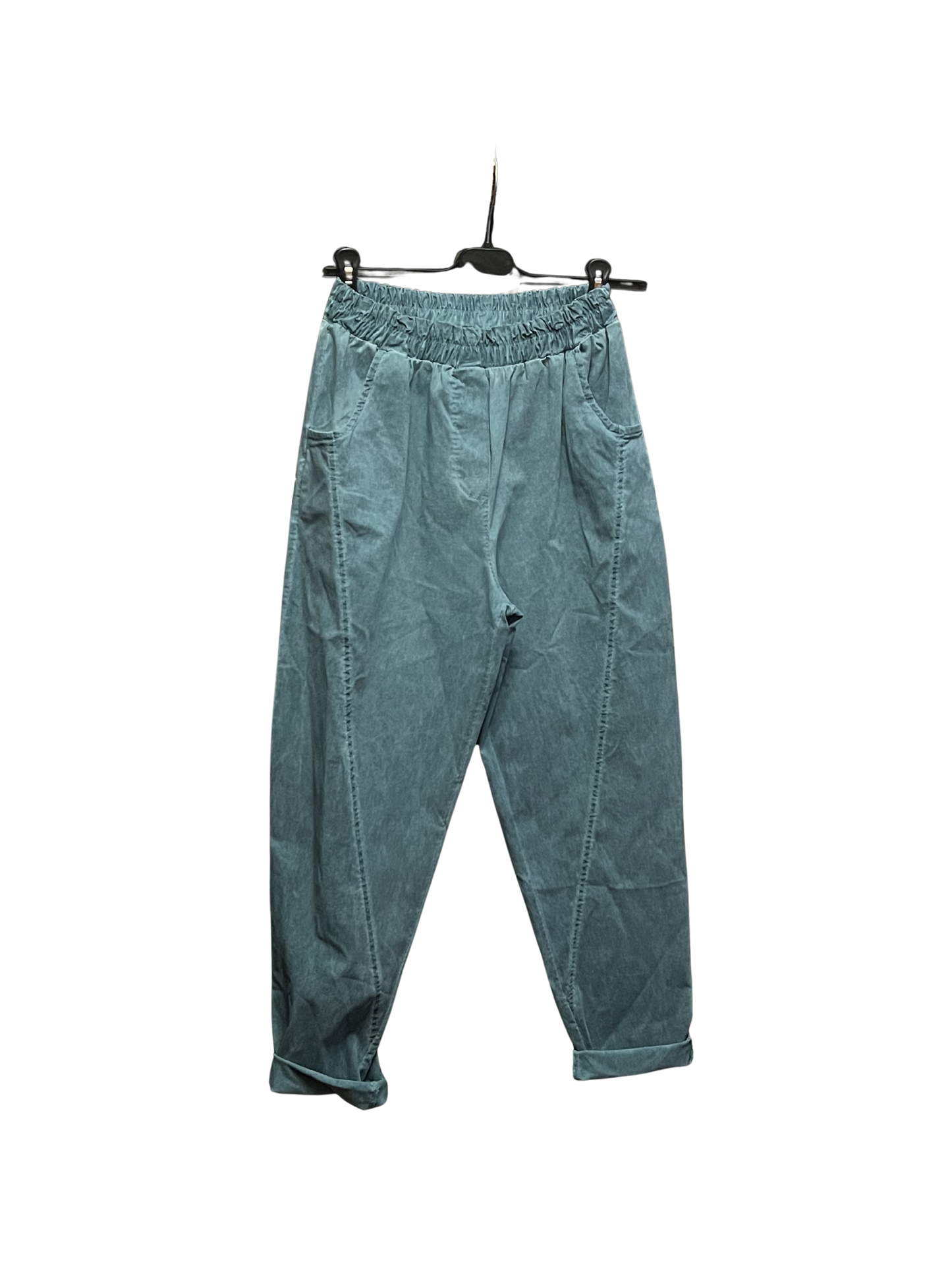 Ladies Italian Relaxed Fit Super Stretchy Washed Magic Trousers with Seam Detail