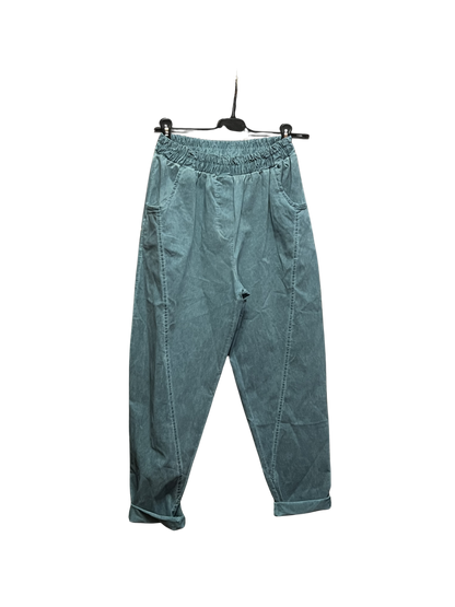 Ladies Italian Relaxed Fit Super Stretchy Washed Magic Trousers with Seam Detail