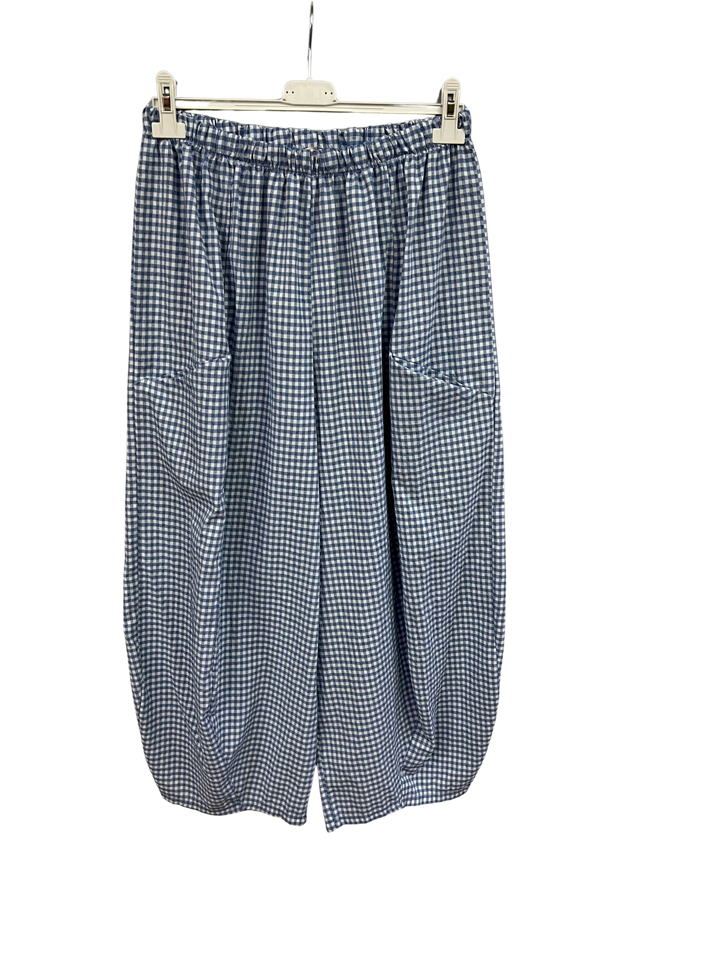 New Summer 26' Ladies Casual Italian Lightweight Gingham Barrel Leg Trousers