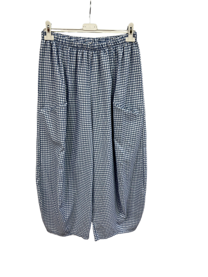New Summer 26' Ladies Casual Italian Lightweight Gingham Barrel Leg Trousers