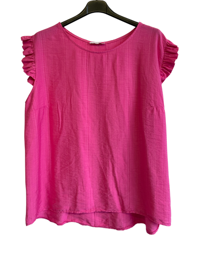 Button Back Summer Frill Cap Sleeve Plain Vest Tops