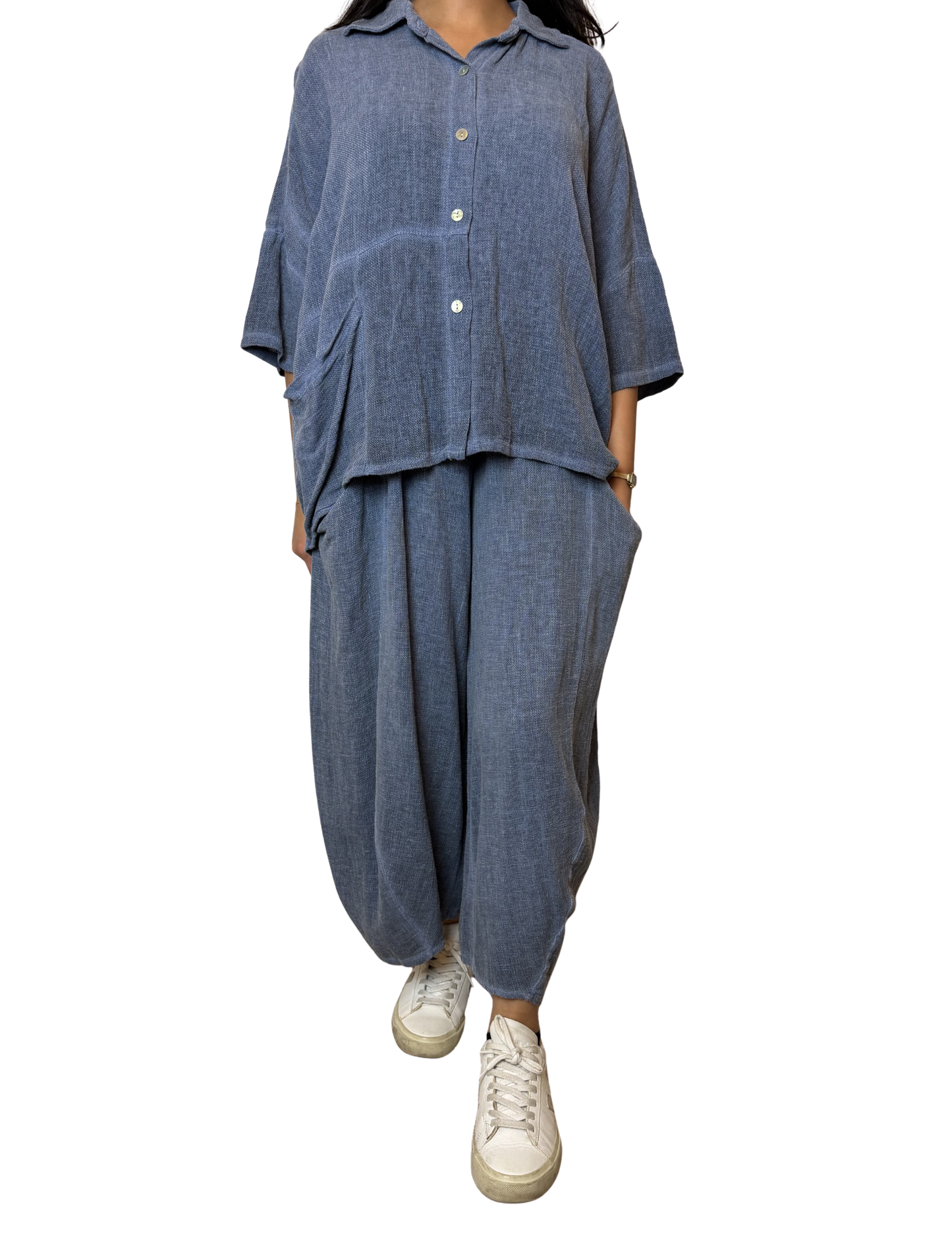 Linen Blend Co-Ord Set – Shirt & Trousers