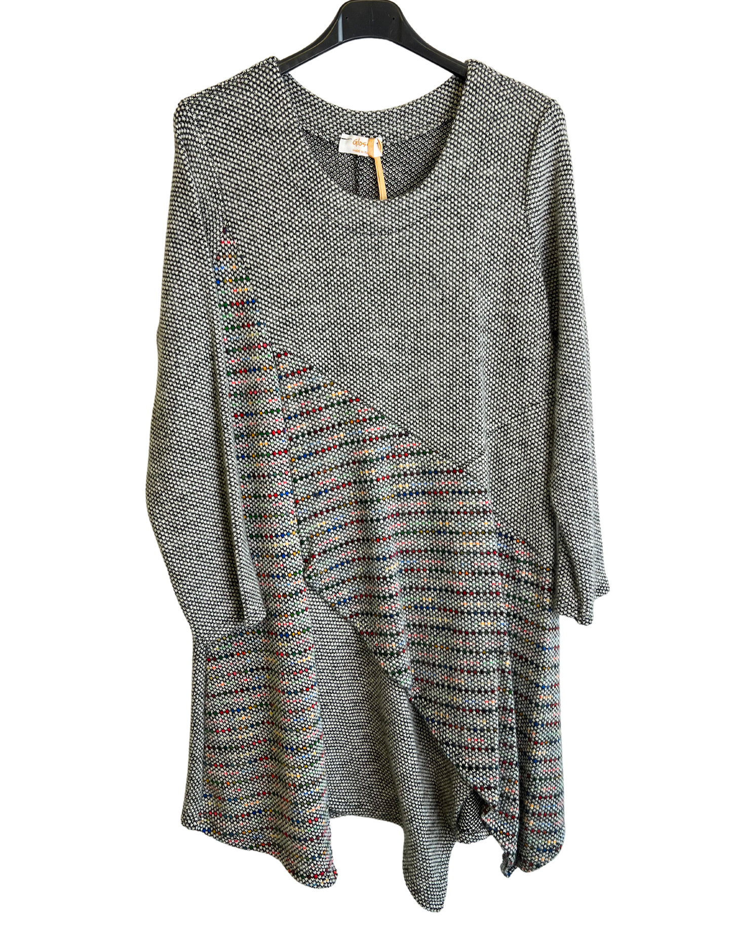 Lagenlook Italian Knitted Long Sleeve Knee Length Tunic Dress in Grey