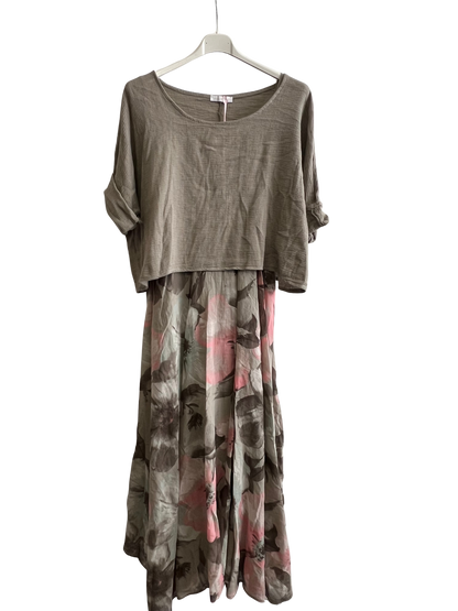 New Womens Summer 26' 2 Piece Sleeveless Floral Lined Maxi Dresses with Crop Top