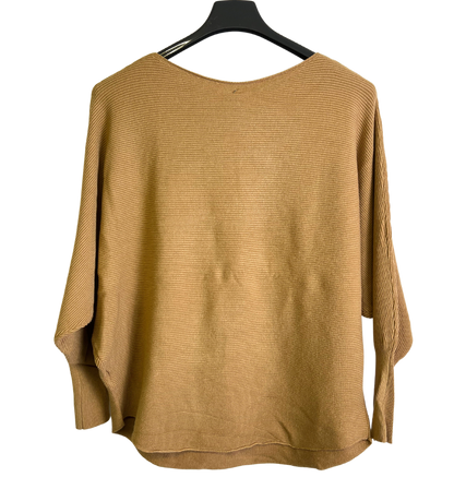 Sequin Star Batwing Sleeve Fine Knit Jumper in Camel