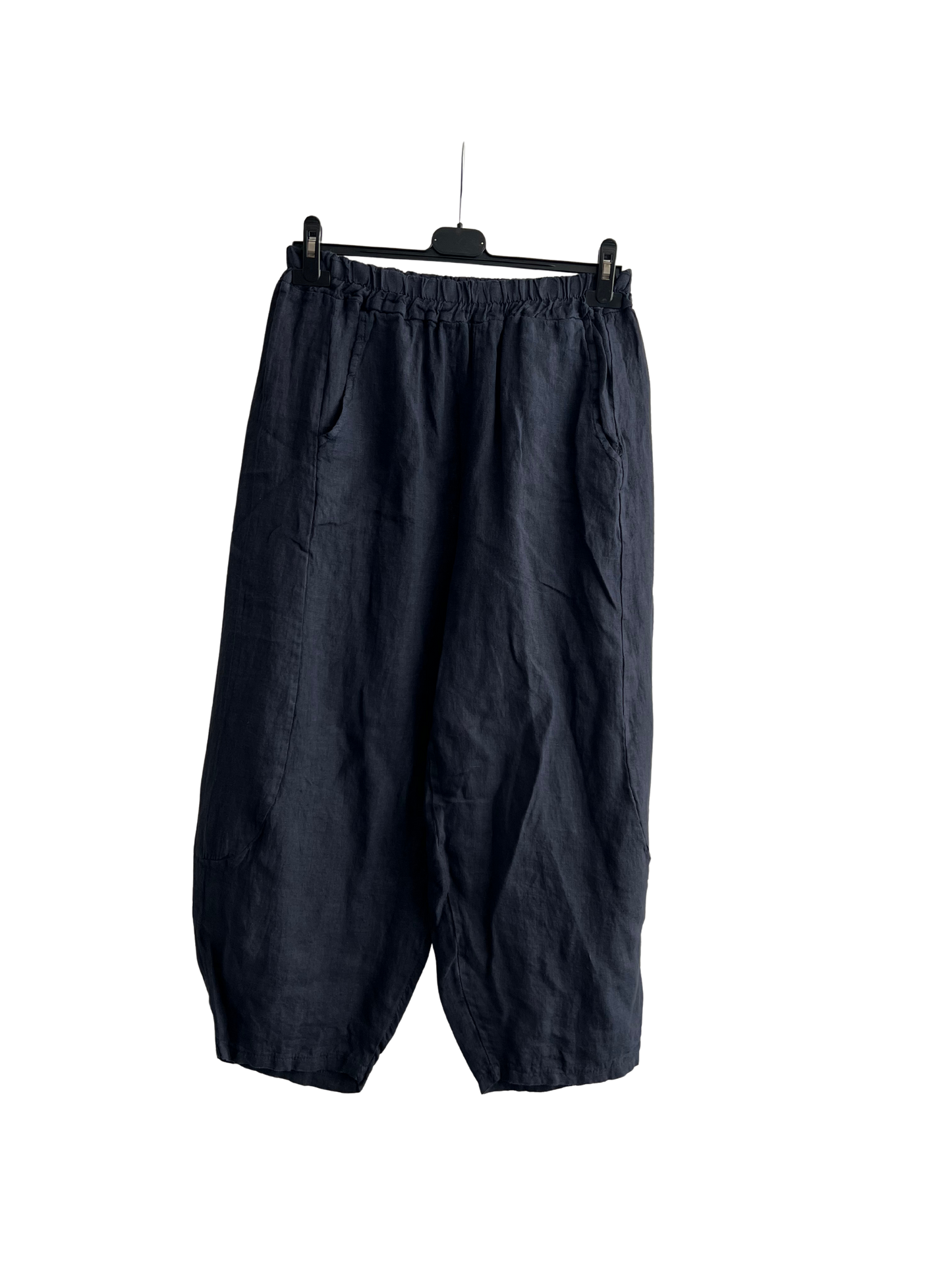 New Ladies Italian Linen Barrel Leg Trousers With Elasticated Waist