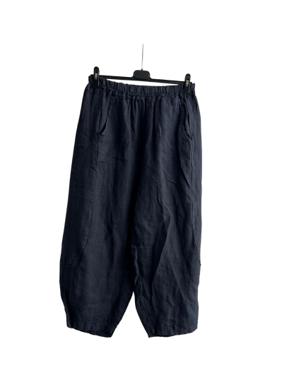 New Ladies Italian Linen Barrel Leg Trousers With Elasticated Waist