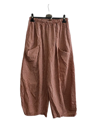 New Summer 26' Ladies Casual Italian Lightweight Gingham Barrel Leg Trousers