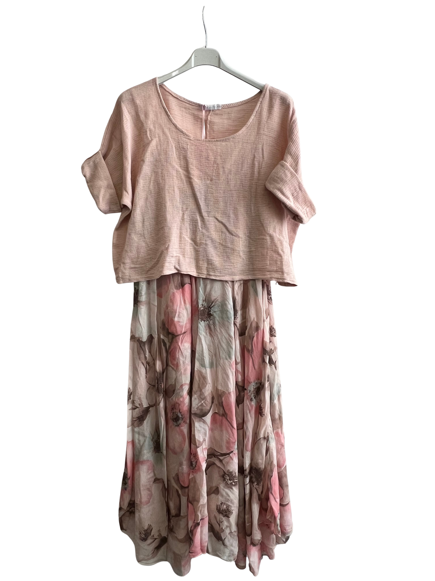 New Womens Summer 26' 2 Piece Sleeveless Floral Lined Maxi Dresses with Crop Top