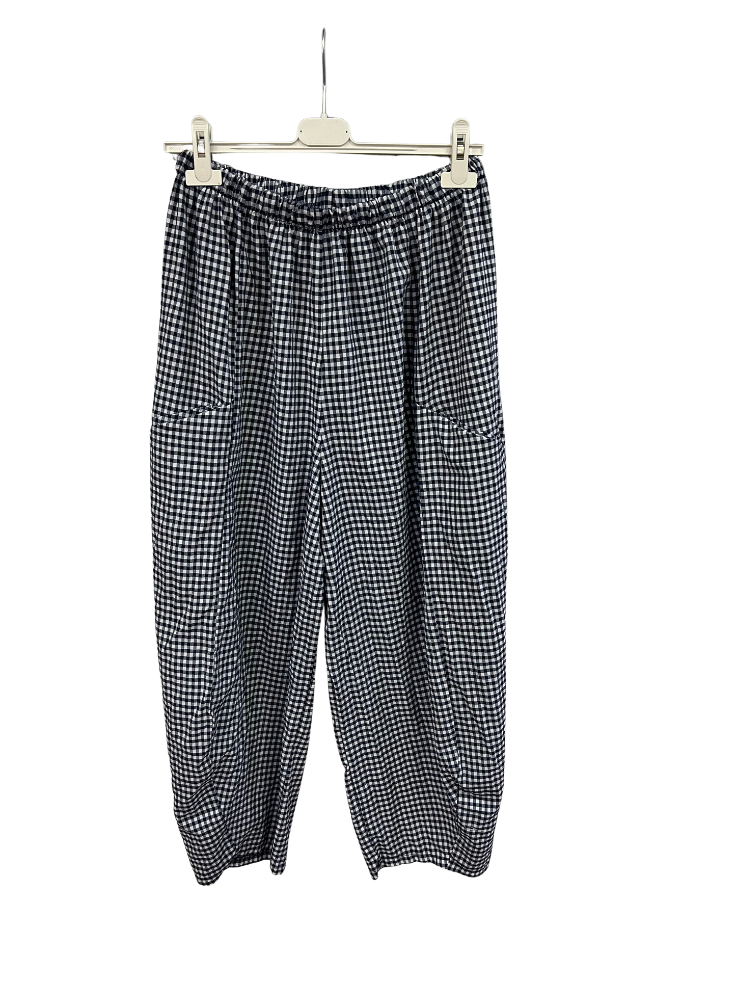 New Summer 26' Ladies Casual Italian Lightweight Gingham Barrel Leg Trousers