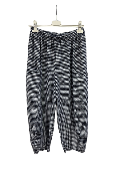 New Summer 26' Ladies Casual Italian Lightweight Gingham Barrel Leg Trousers