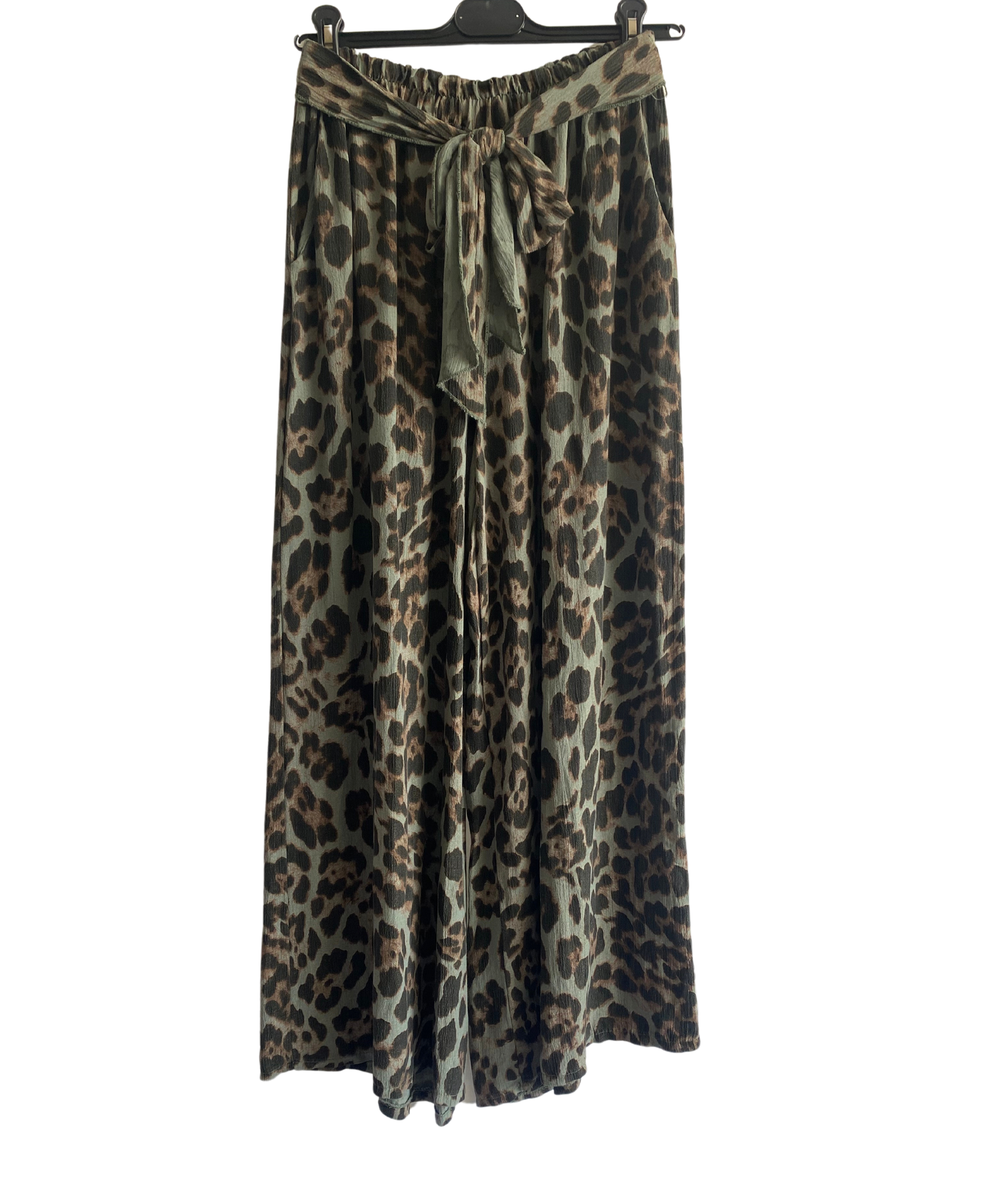 Brand New Womens Animal Print  Wide Leg Palazzo Elasticated Waistband Trousers