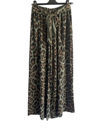 Brand New Womens Animal Print  Wide Leg Palazzo Elasticated Waistband Trousers