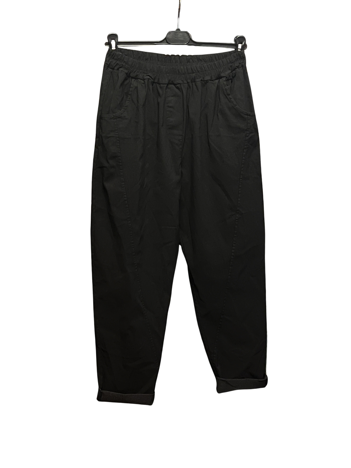 Ladies Italian Relaxed Fit Super Stretchy Washed Magic Trousers with Seam Detail
