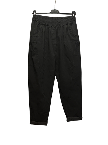 Ladies Italian Relaxed Fit Super Stretchy Washed Magic Trousers with Seam Detail