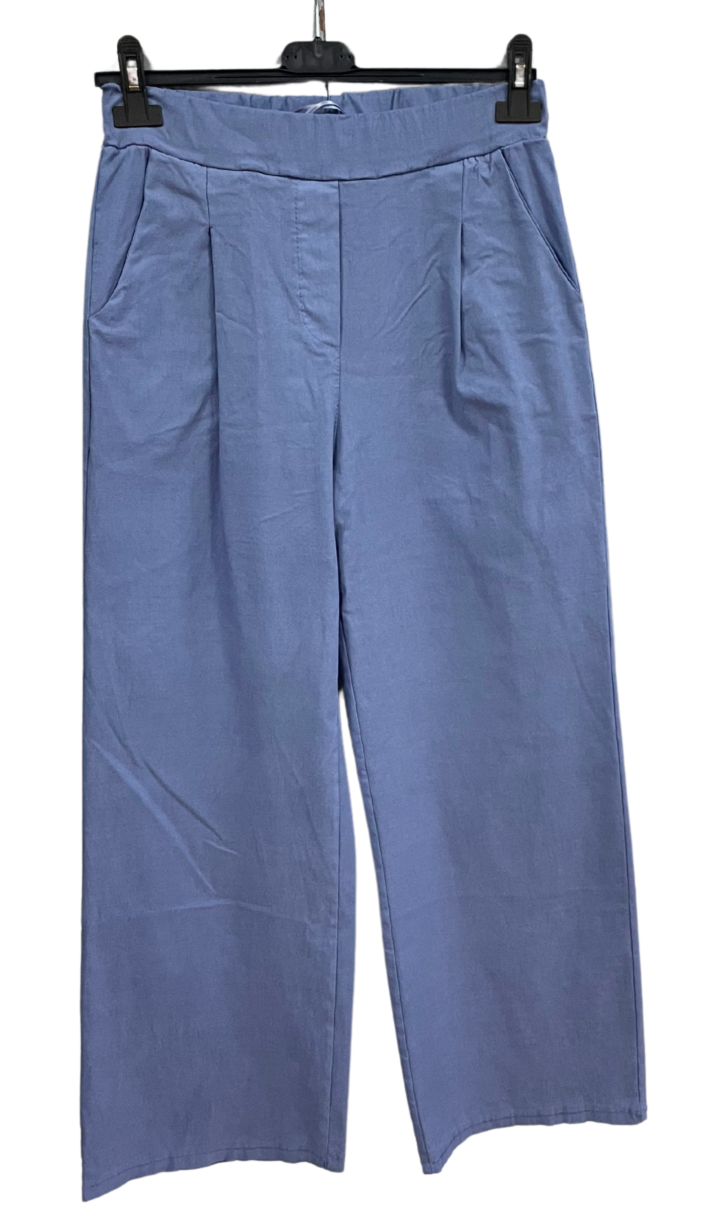 Brand New Womens All Season Italian Stretchy Wide Leg Magic Pants Trousers in Denim