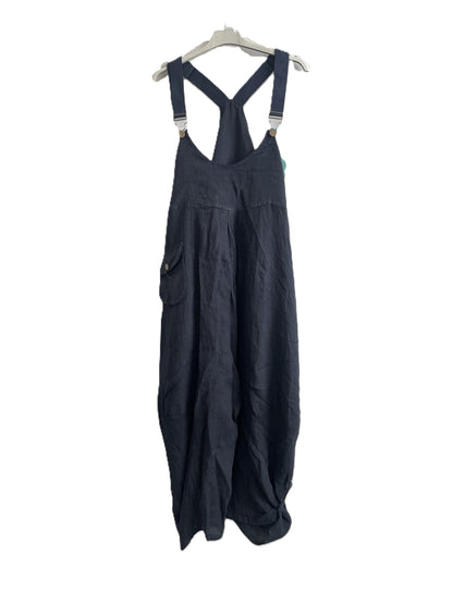 Brand New Ladies Summer Italian Casual Linen Dungarees with Button Detail on Hem