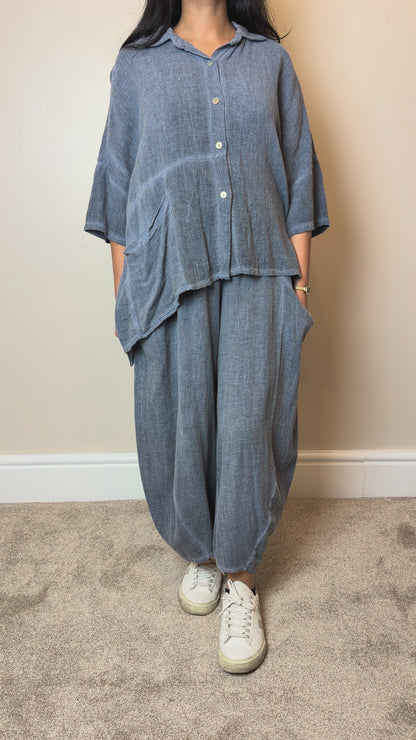 Linen Blend Co-Ord Set – Shirt & Trousers