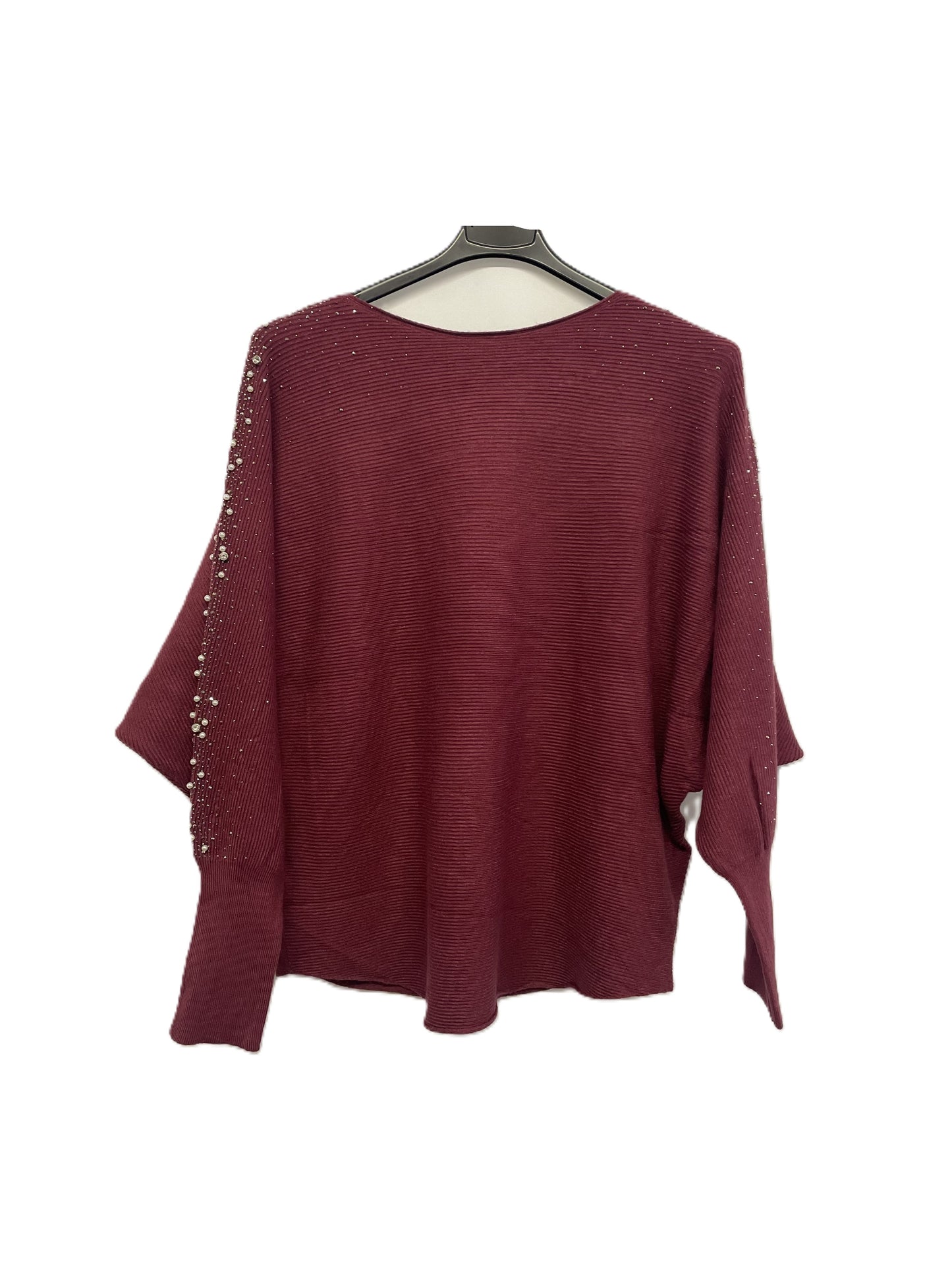 Brand New Womens Ladies Lagenlook Pearl Diamante Sparkly Batwing Sleeve Jumper