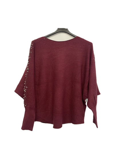 Brand New Womens Ladies Lagenlook Pearl Diamante Sparkly Batwing Sleeve Jumper