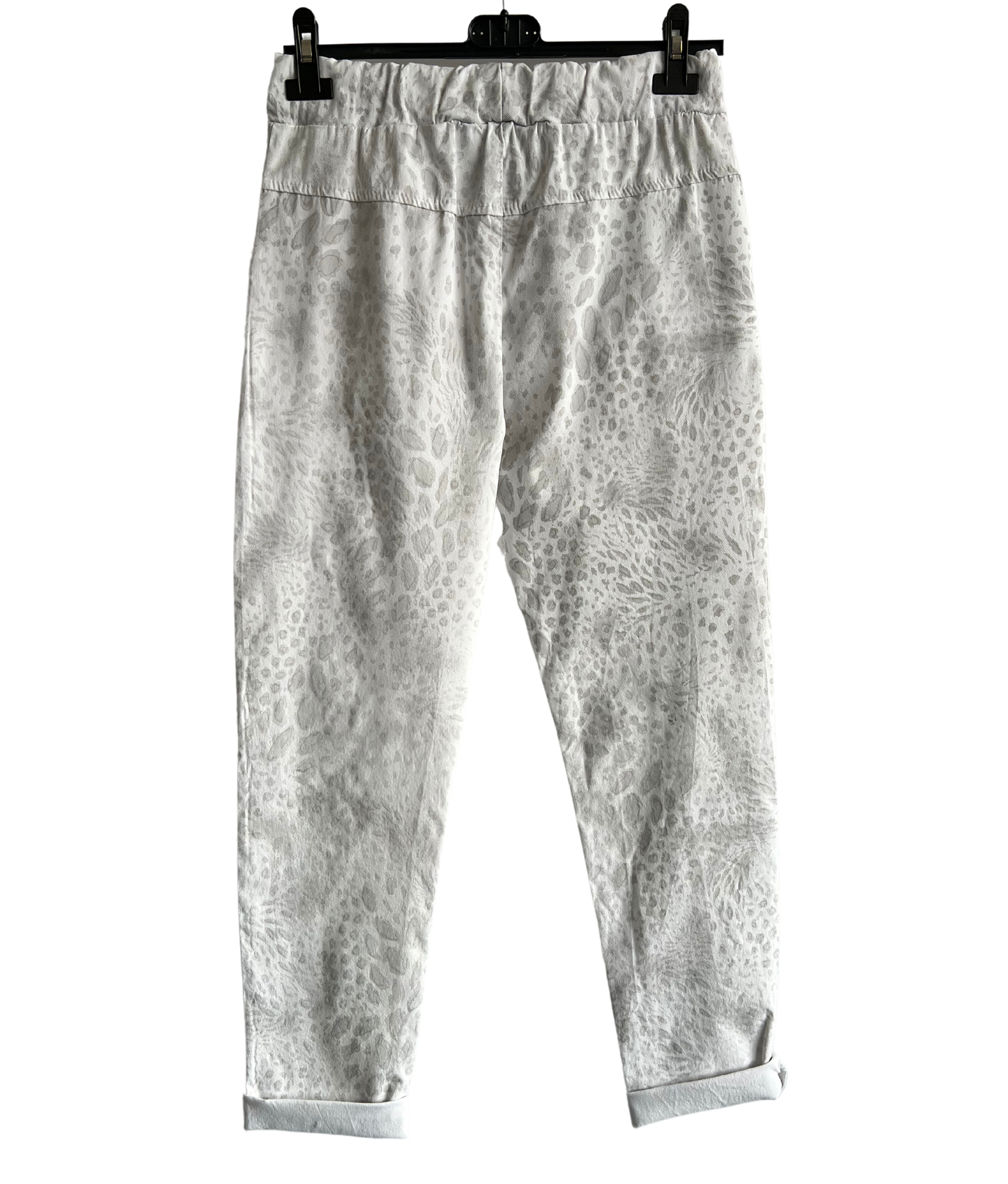 Leopard Print Stretchy Magic Pants In White