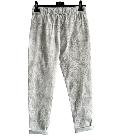 Leopard Print Stretchy Magic Pants In White