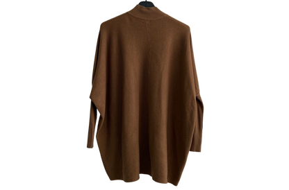 Batwing High Low Hem High Neck Jumper In Camel