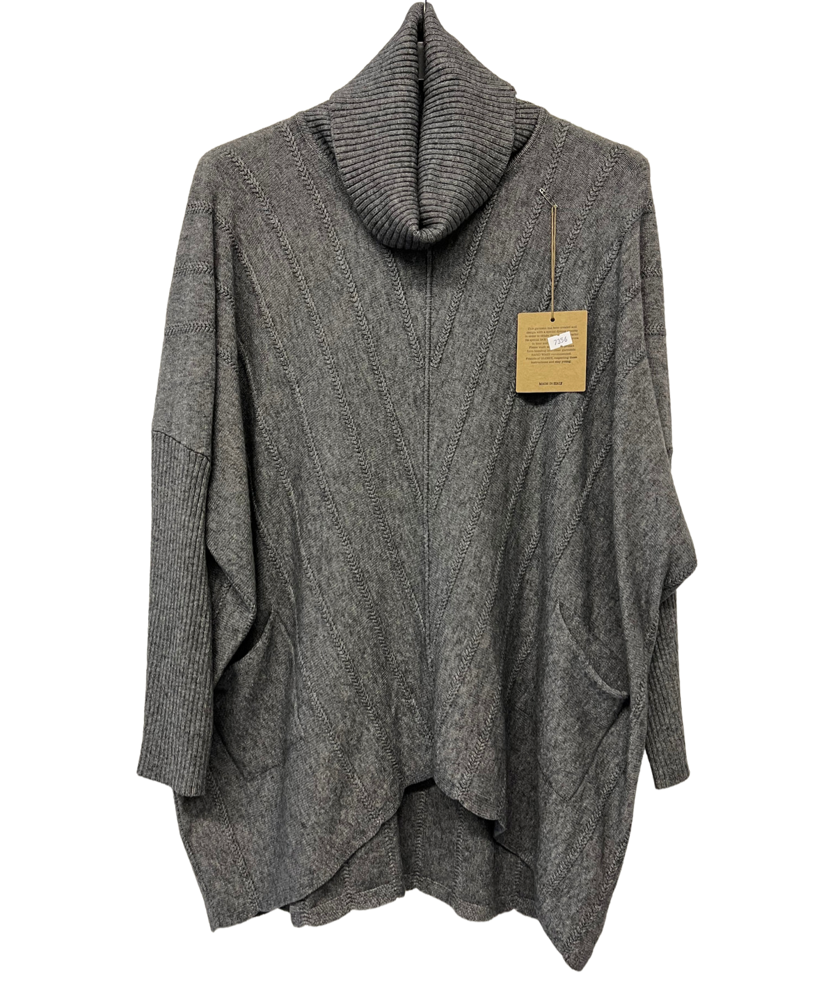 Cowl Neck V Shape Design Pocket Jumper In Grey