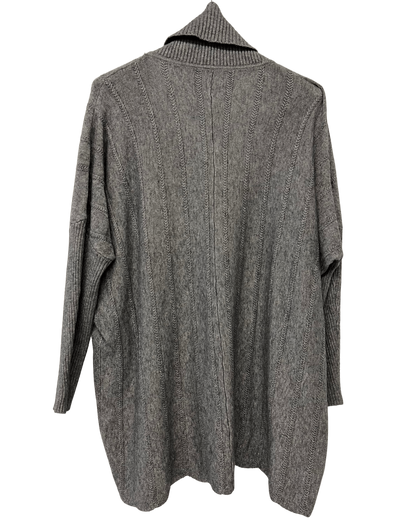 Cowl Neck V Shape Design Pocket Jumper In Grey
