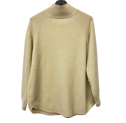 Soft Knitted Ribbed High Neck Cable Design Jumper In Cream