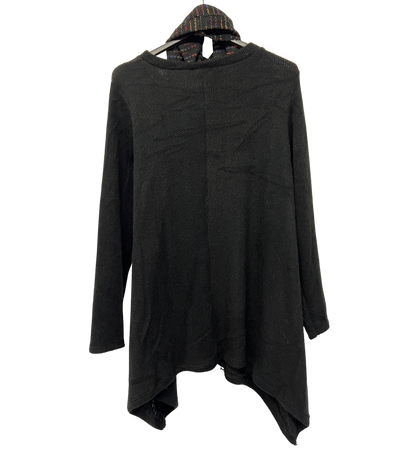 Knitted Tunic Long Top with Matching Scarf and 2 Pockets In Black