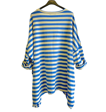 Oversize Quirky Boxy Stripe Top In Light Blue