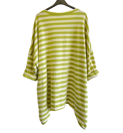 Oversize Quirky Boxy Stripe Top In Lime Green